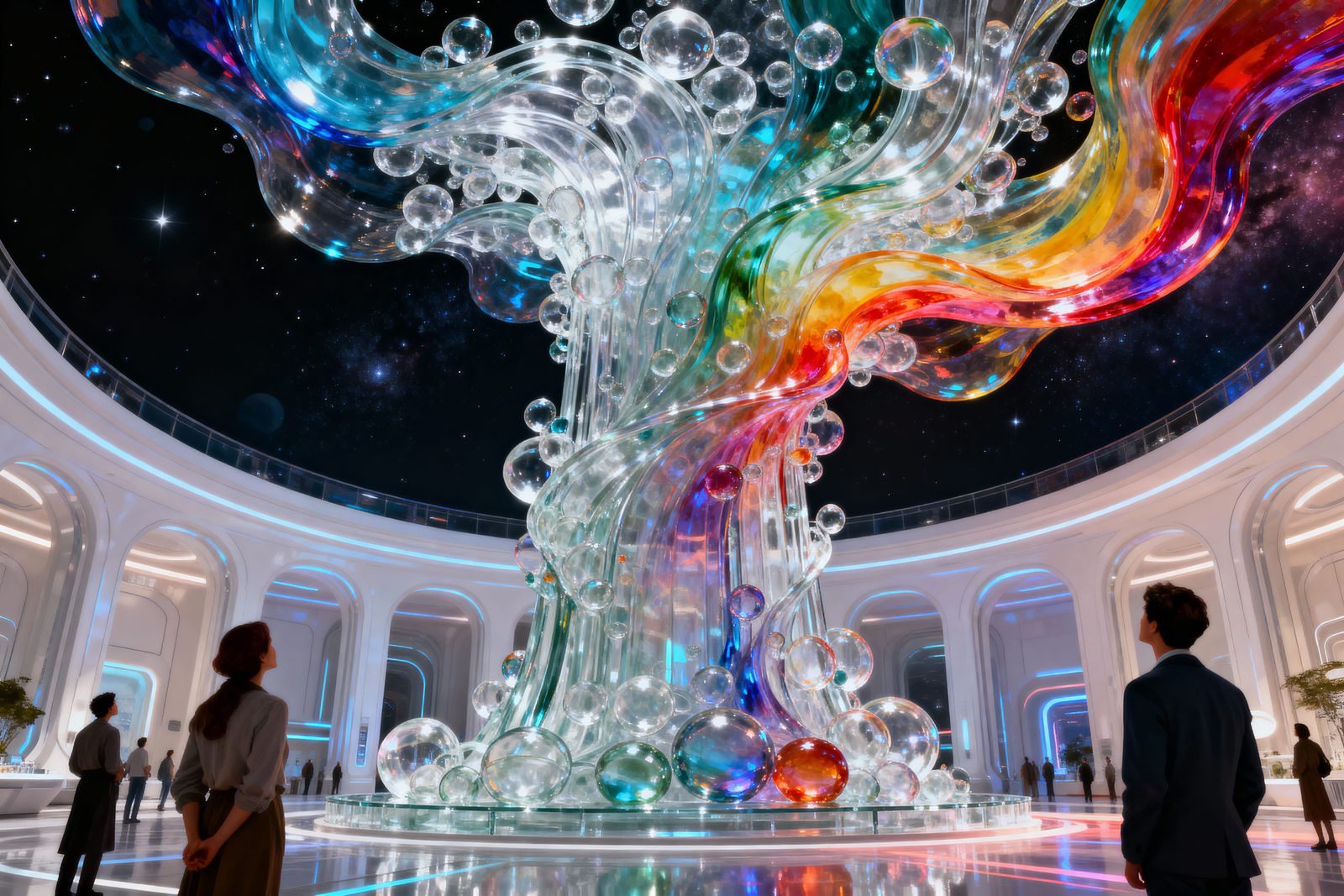 Cosmic Glass Nebula Gallery in Surreal Space