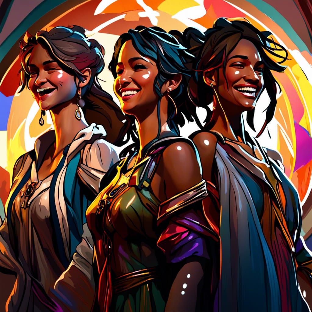 Friends Laughing: Hyperdetailed Concept Art Portrait