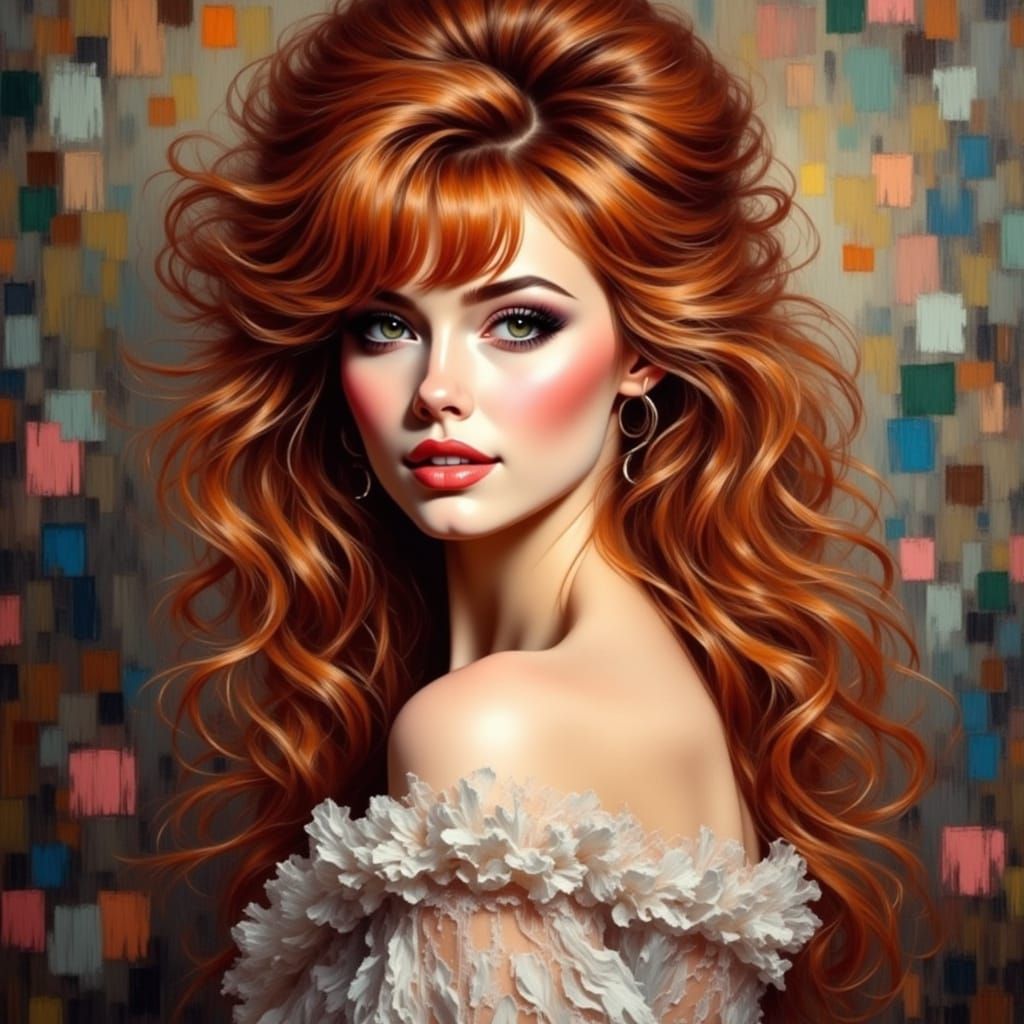 Ethereal Portrait of a Red-Haired Beauty in 18th Century Bal...