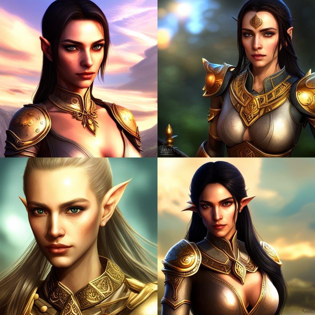 Half Sun Elf Cleric in Detailed Armor