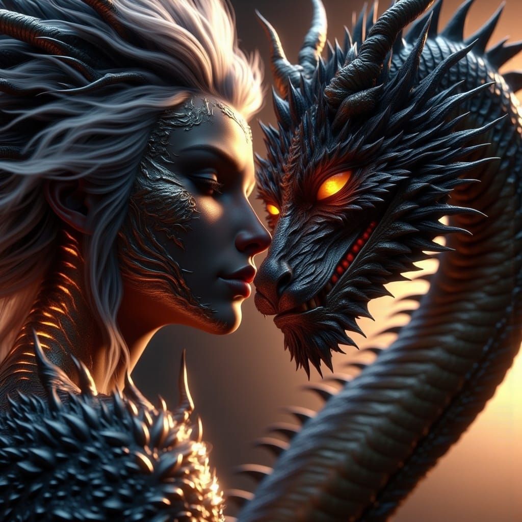 Dragon-Human Hybrid Woman: Cinematic Film Still