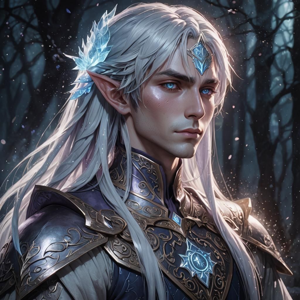 Elegant Elf Portrait in Japanese Watercolor Style