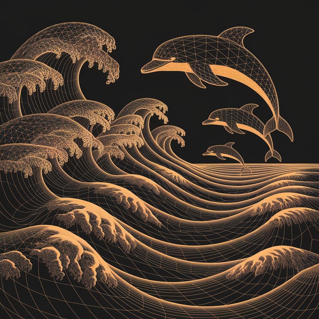 Logarithmic Waves Converge in European Ink Painting