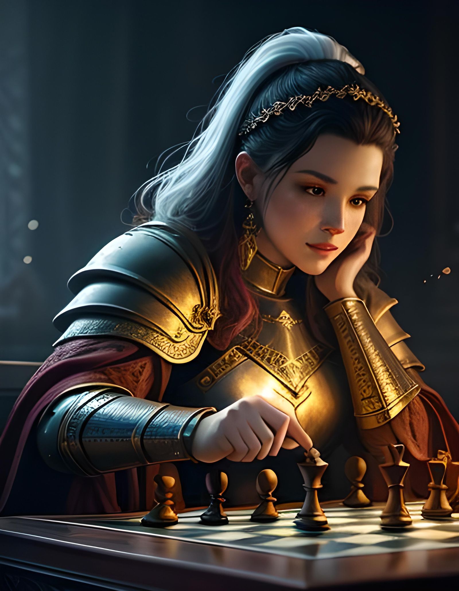 Hyperrealistic Knight Chess Piece Portrait