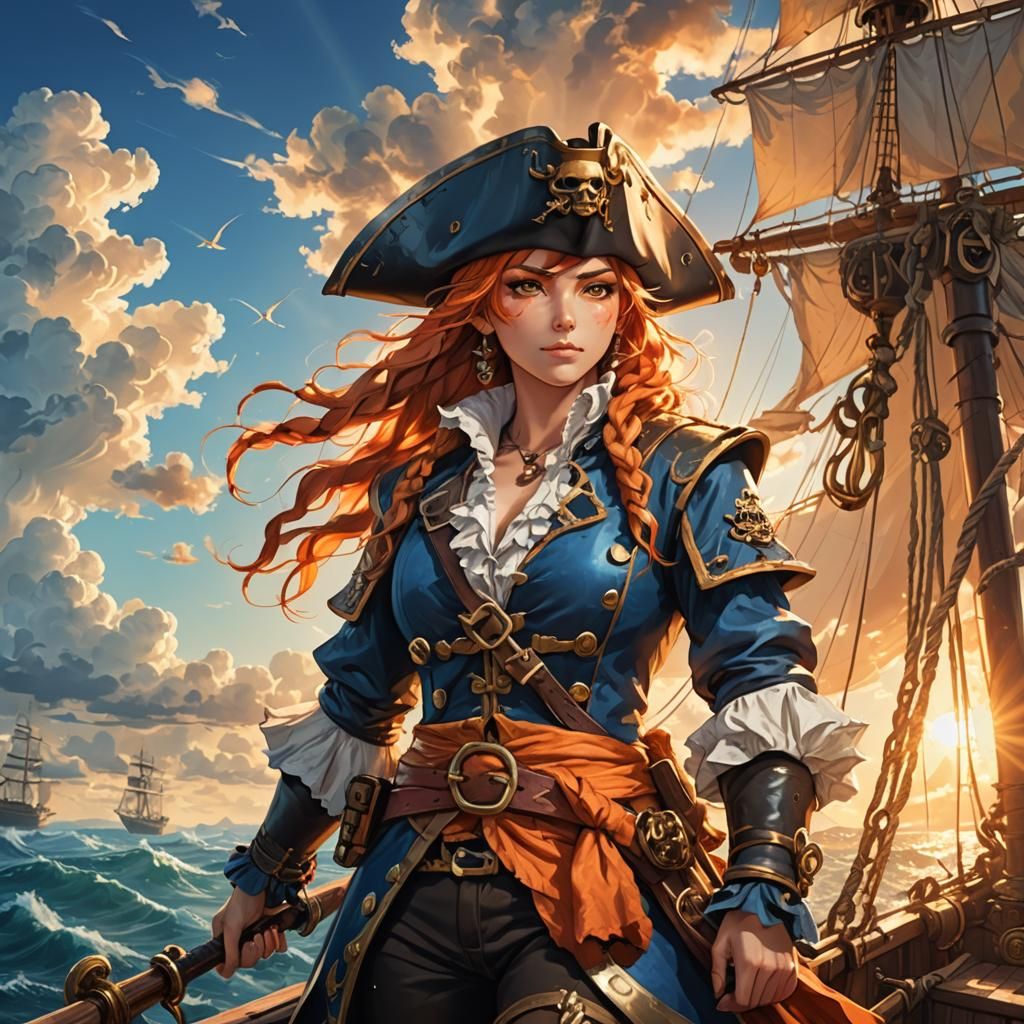 Anime Pirate Seascape in Romanticism Style