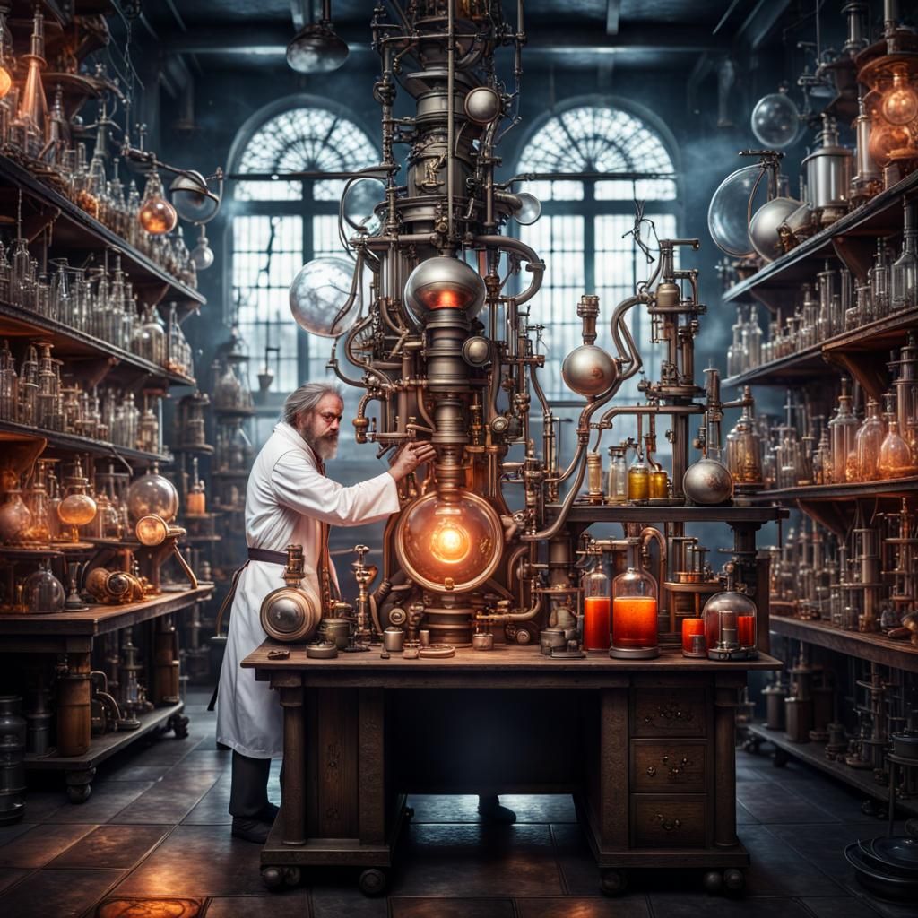 Mad Alchemist in a Fantastical Laboratory