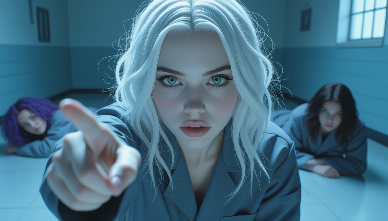 Dramatic Prison Portrait in Digital Illustration Style