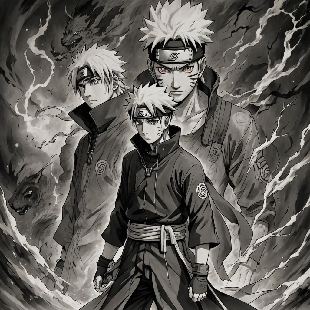 Naruto and Sasuke in Dark Fantasy Style