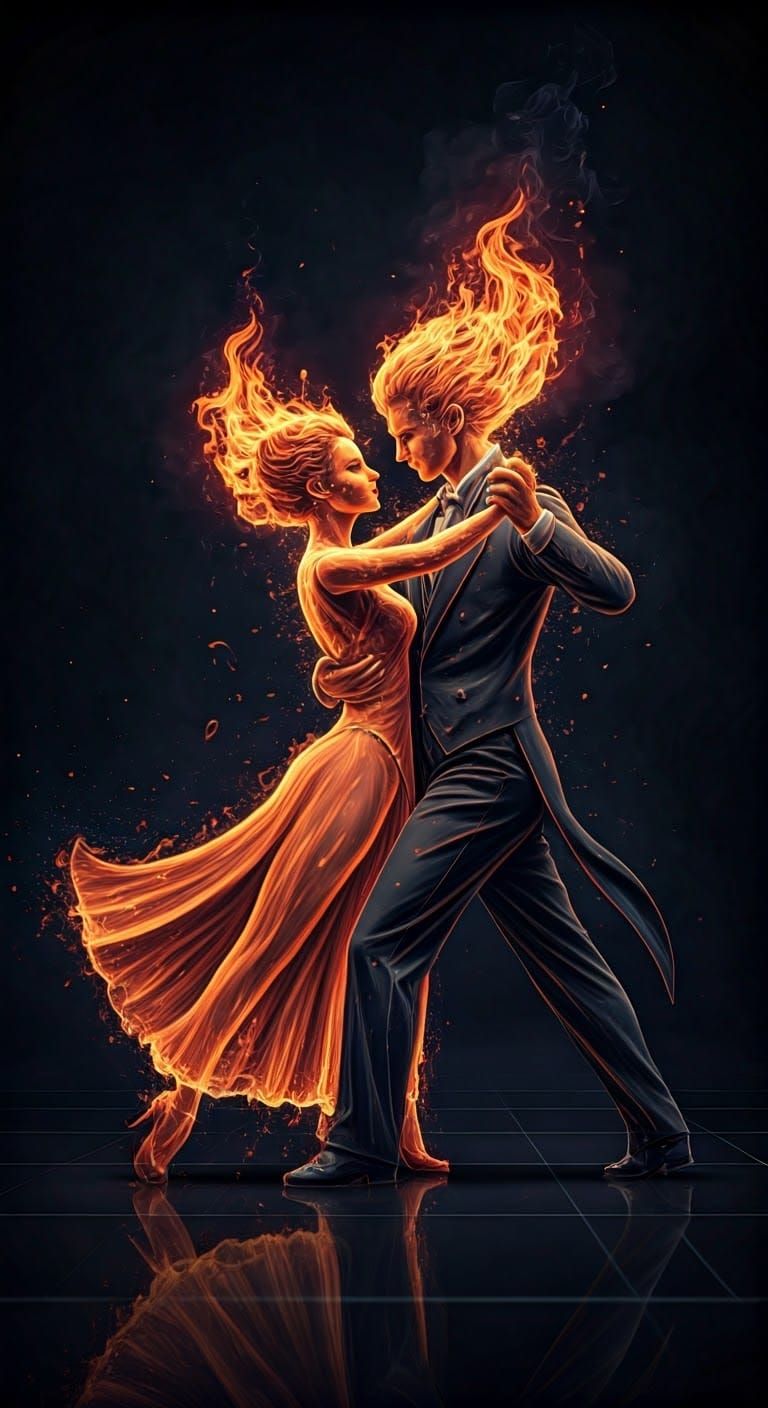 Passionate Flame Tango in a Digital Matte Painting
