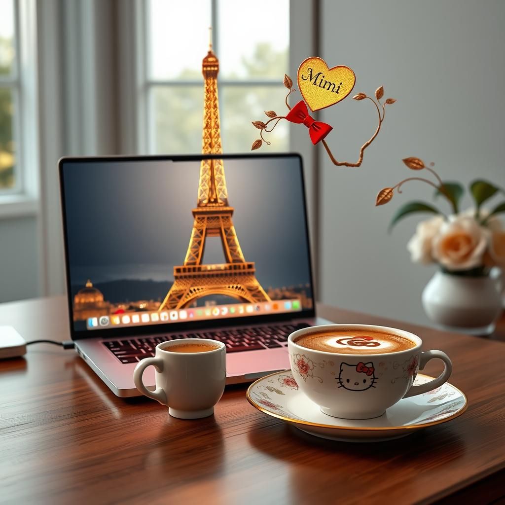 SMS Specialist's Workspace with Eiffel Tower Art