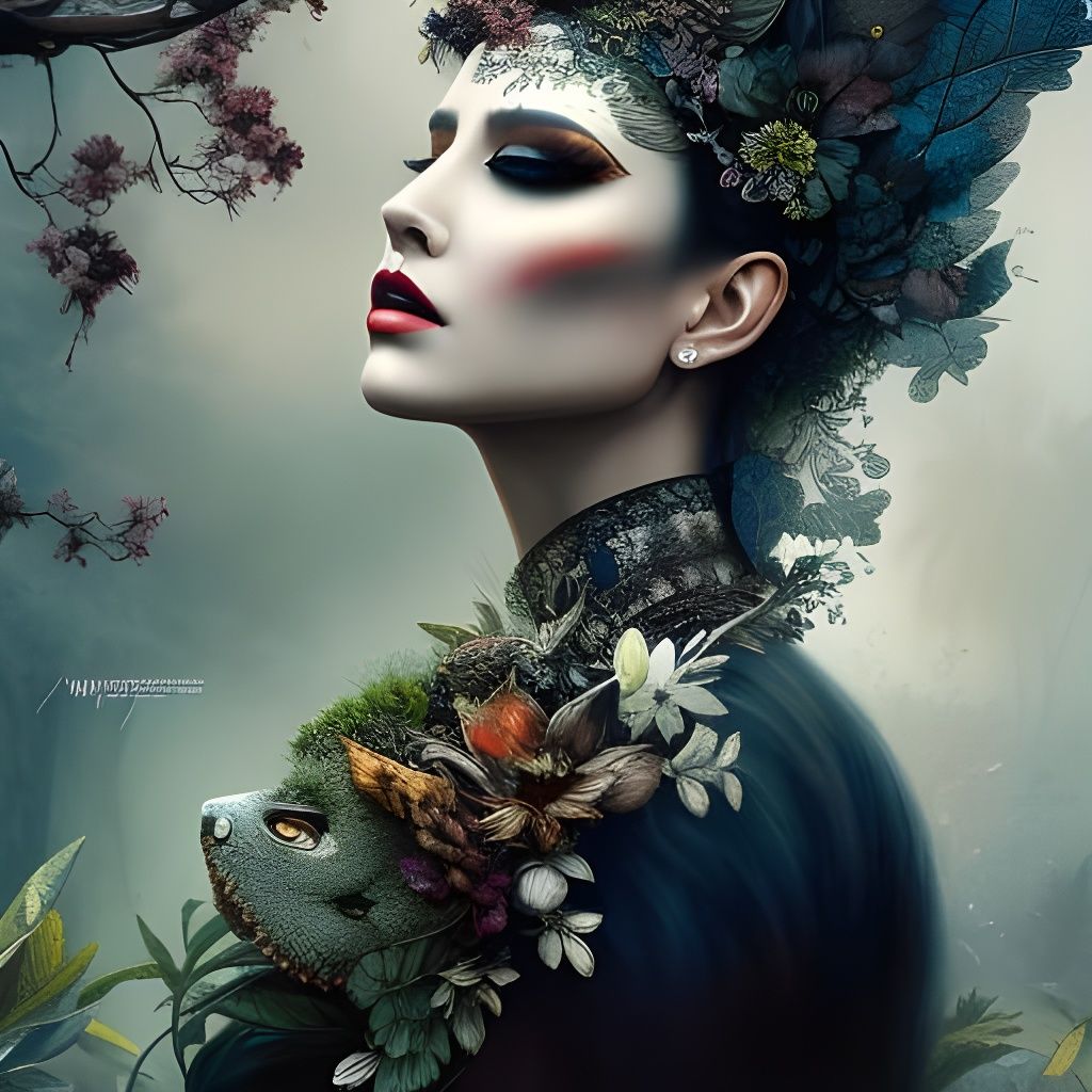 Woman in Ivory Mask in Haunted Garden