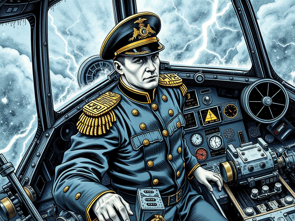 Steampunk Naval Commander Navigates Stormy Skies