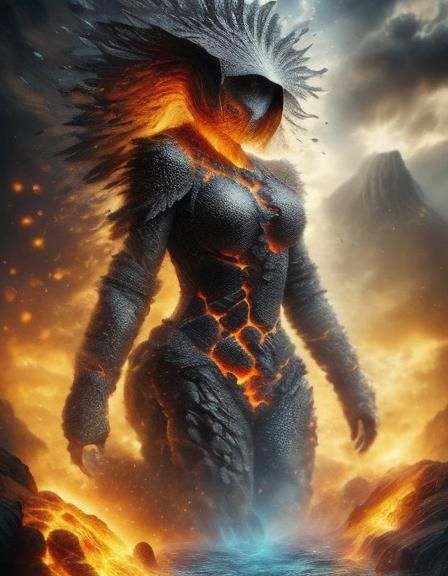 Fiery Magma Golems Battle by the Black Sea