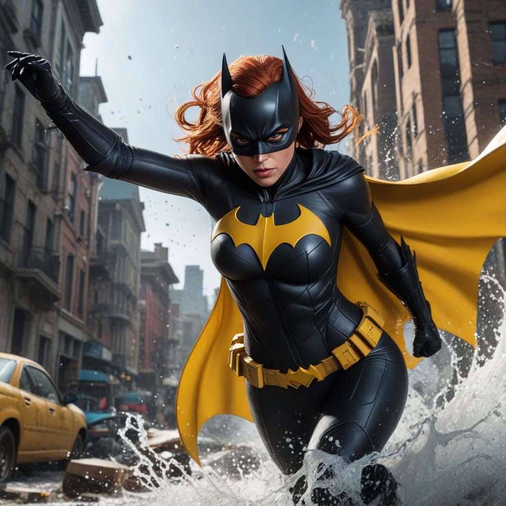 Determined Batgirl Shatters Through Gotham's Ruins in Dynami...