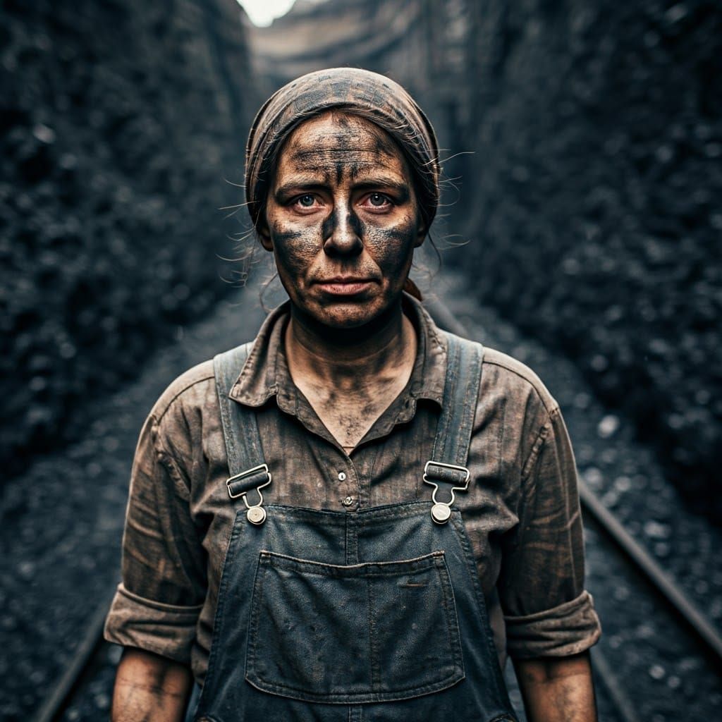 Northern Coal Miner in Industrial Landscape