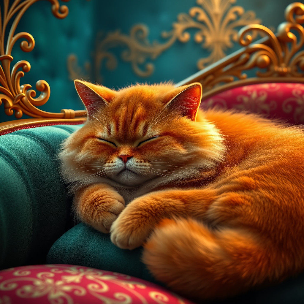 Orange Cat Sleeps: Fantasy Concept Art