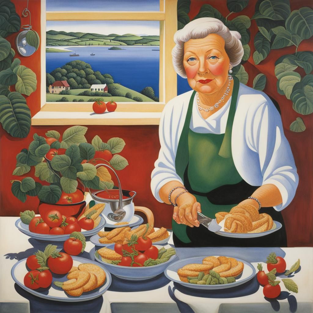 Women in Beryl Cook Naive Art Style