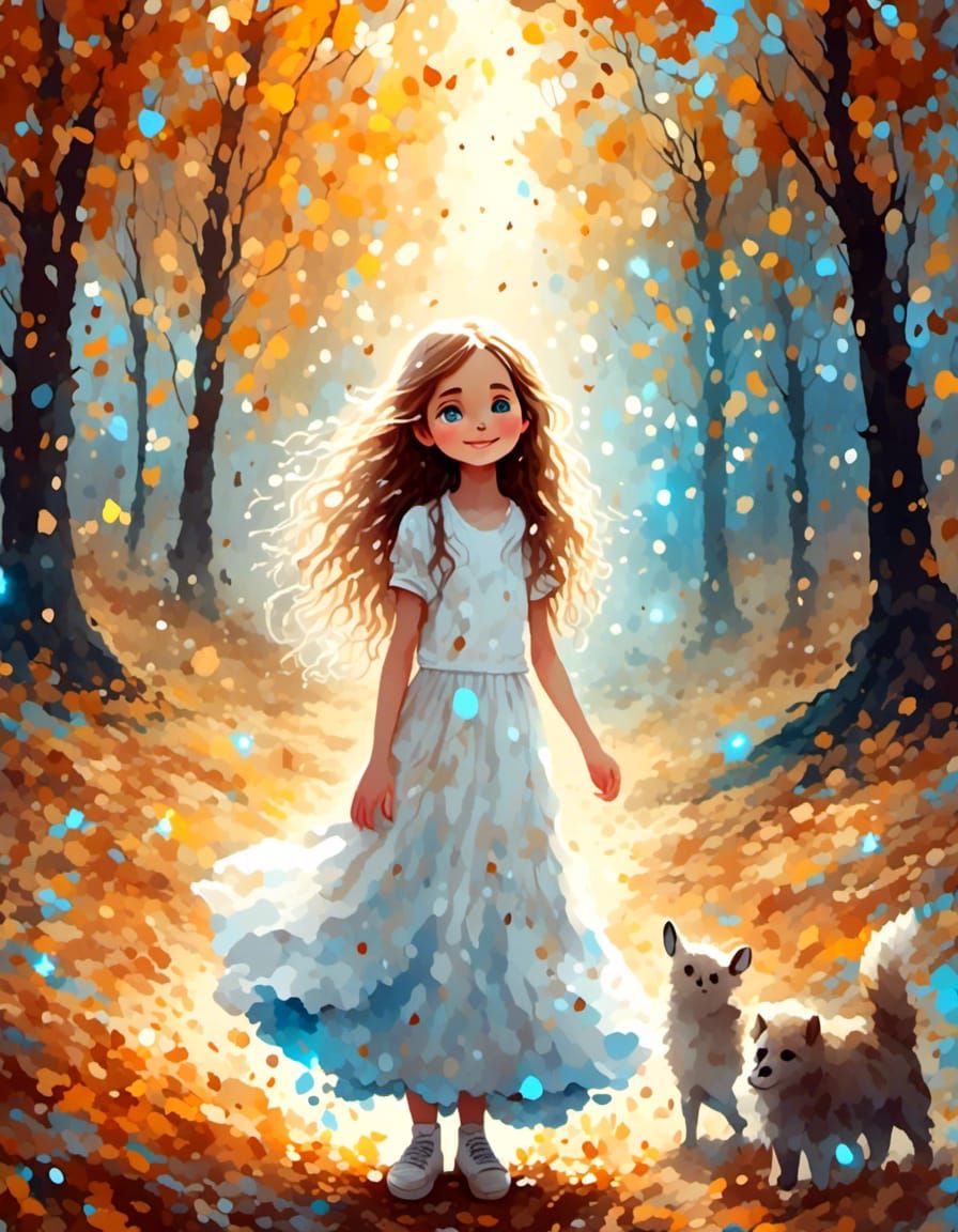 cute happy little girl, automn vibes