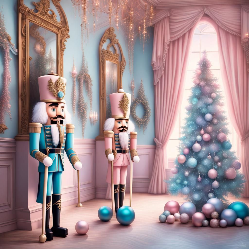Pastel Nutcrackers in Victorian Ballroom, Splash Art