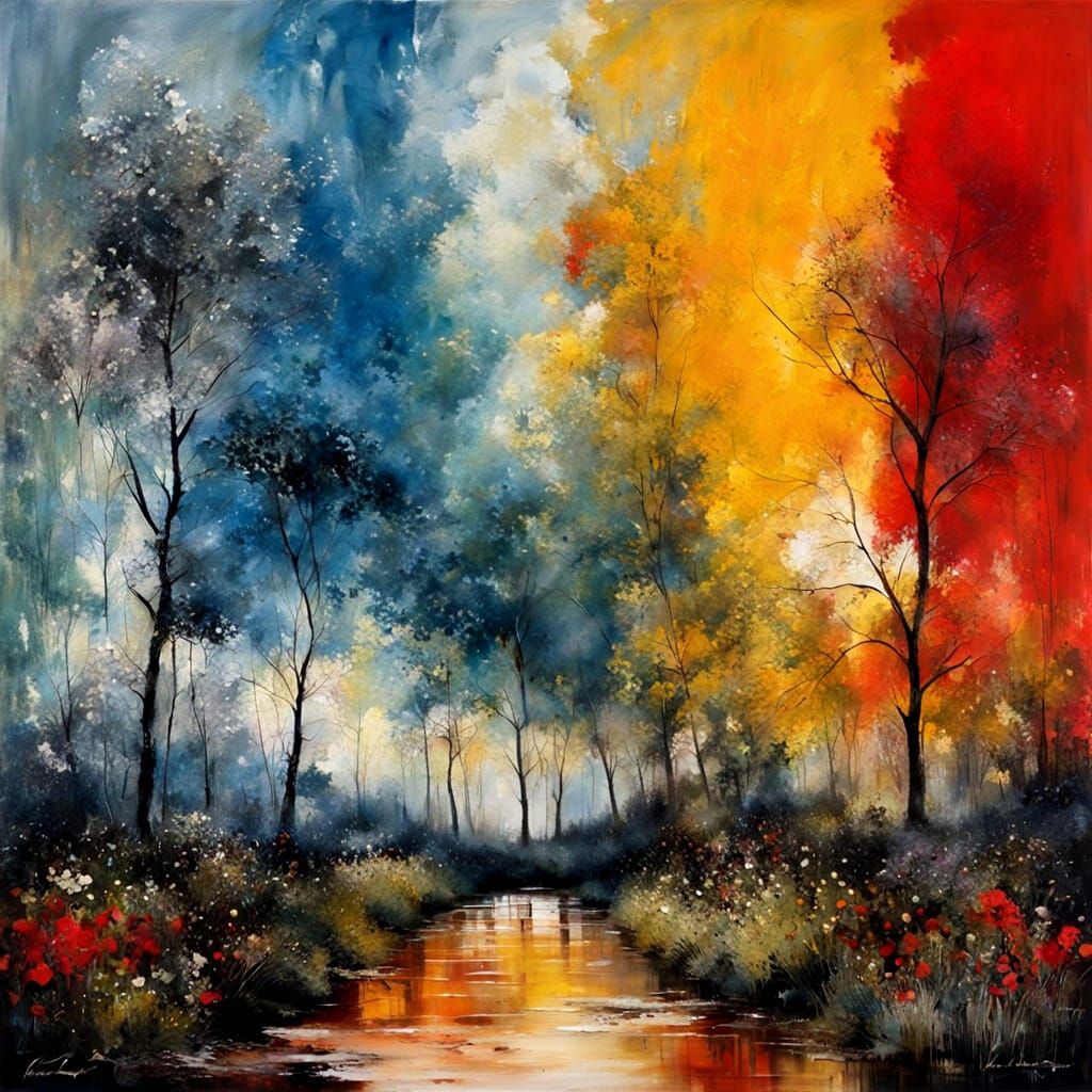 Expressionist Painting of Summer's End in Impasto Style