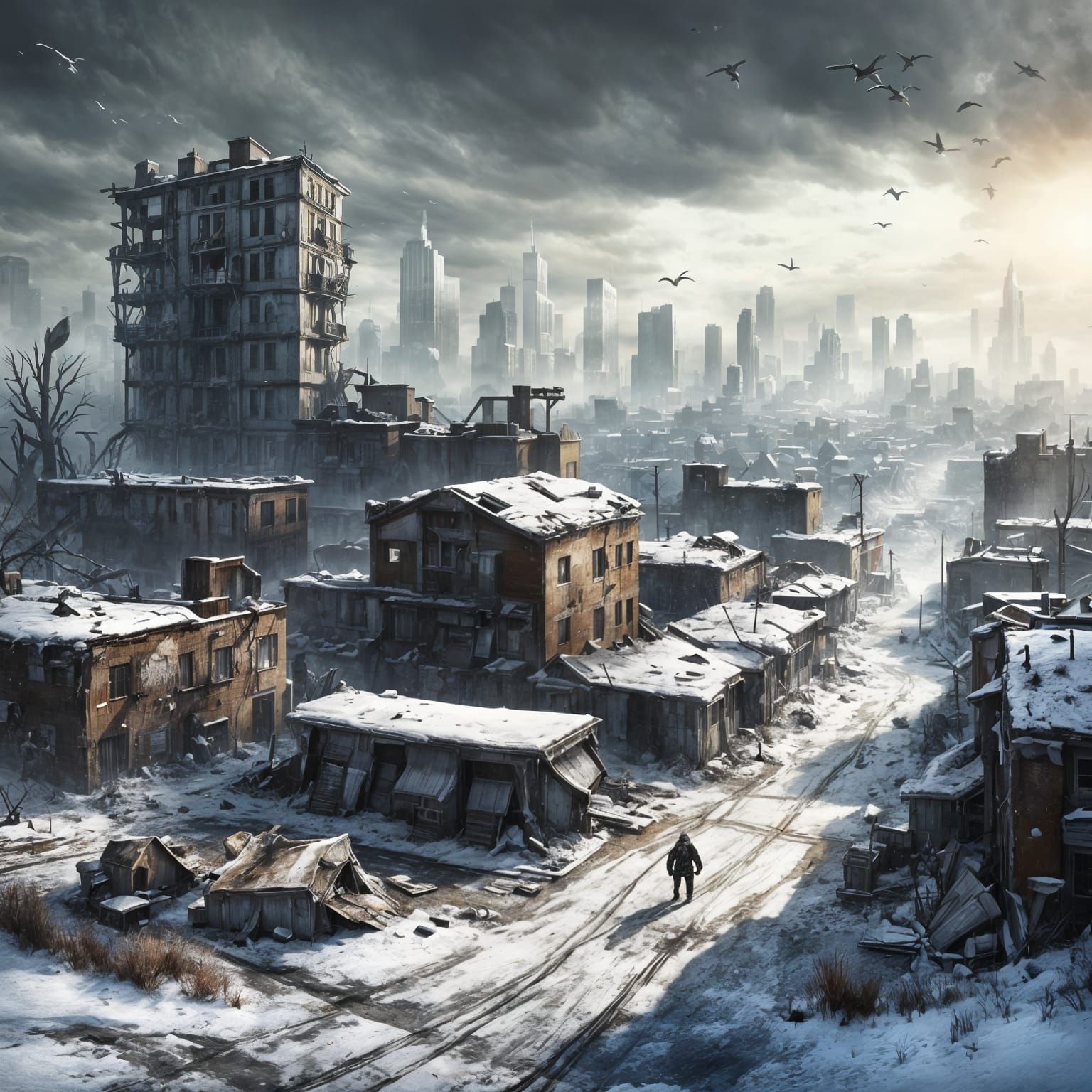 Post-Apocalyptic Winter Landscape in Dark Fantasy
