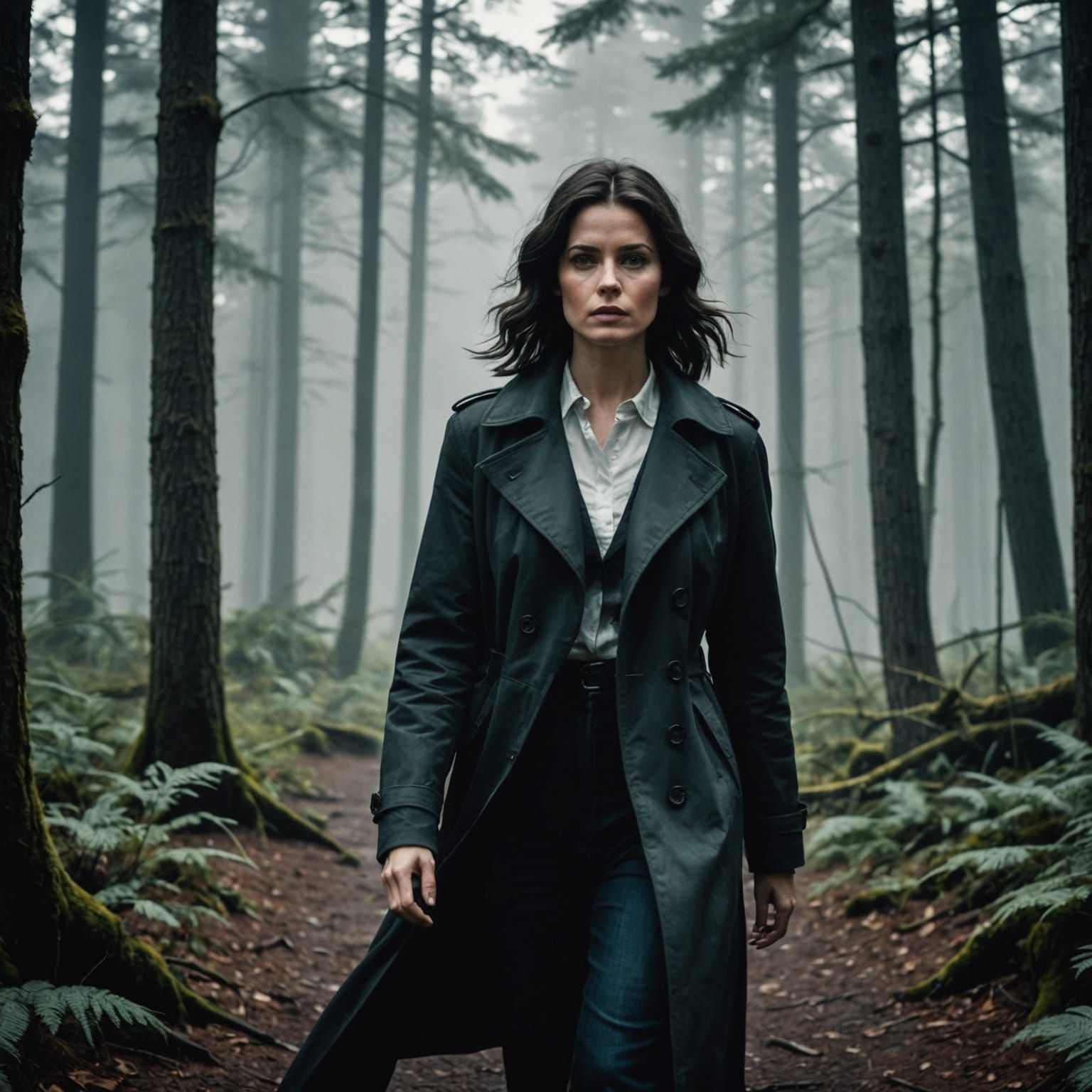 Beautiful Woman in Forest, Graffiti Art Style