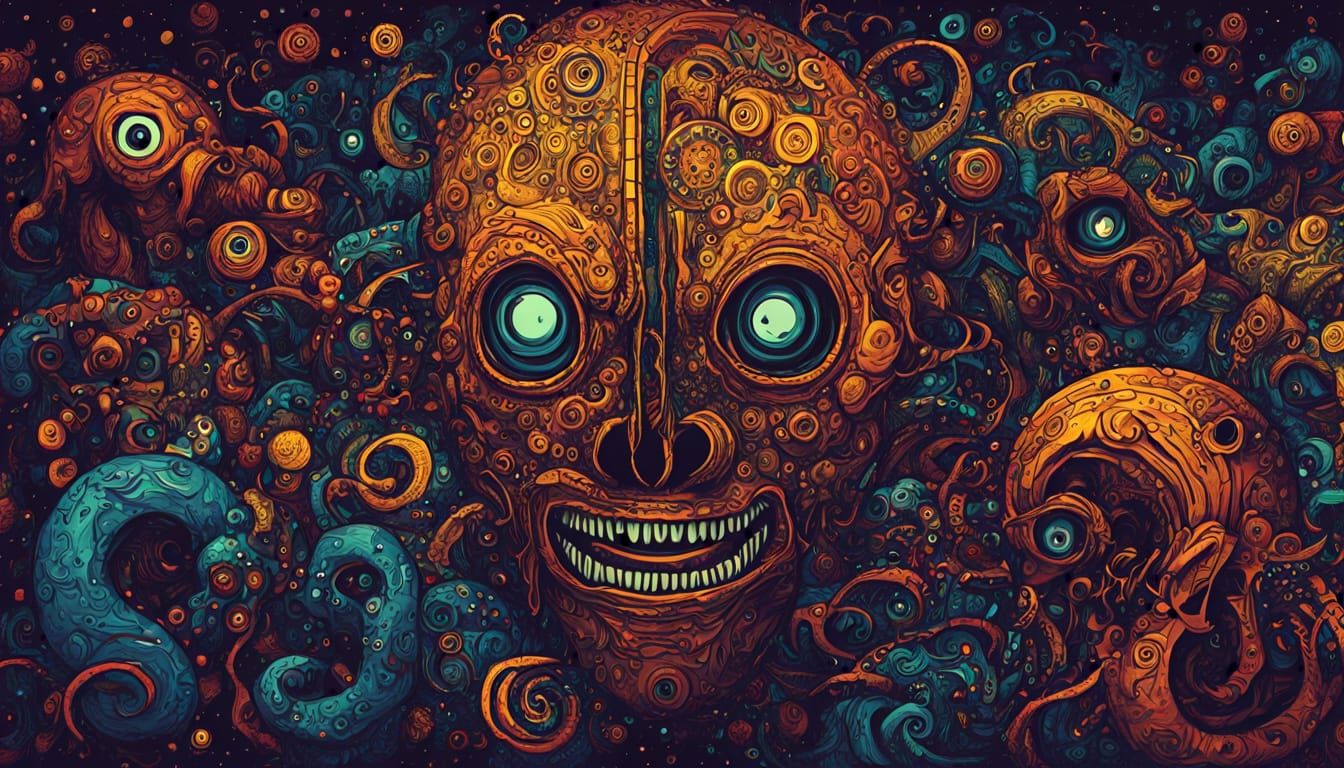 Monstrous Graffiti in a Retrofuturistic Spacecore Style