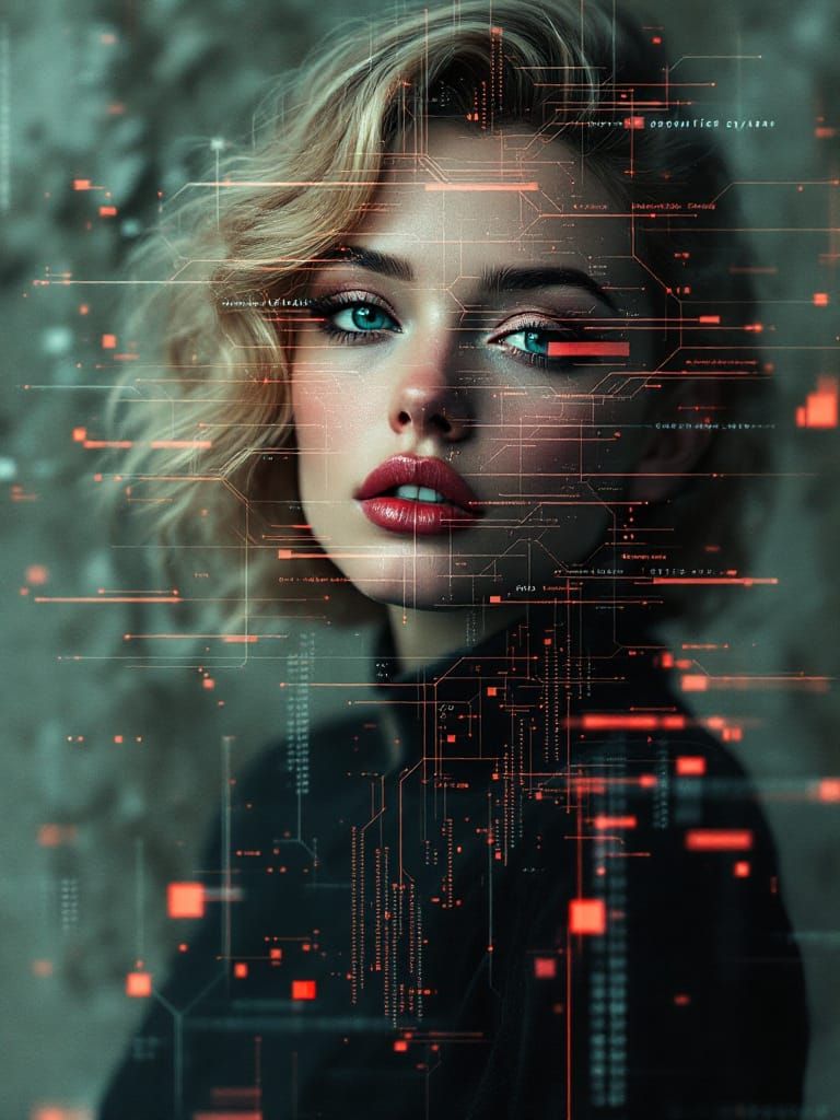 Digital Glitch Art Revealing Code of Reality