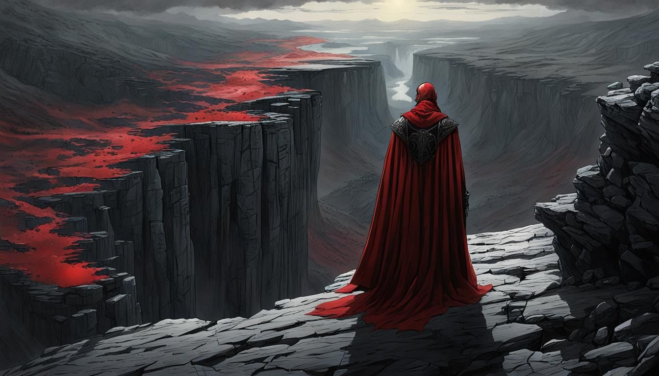 Medieval Warrior Overlooking Desolate Valley