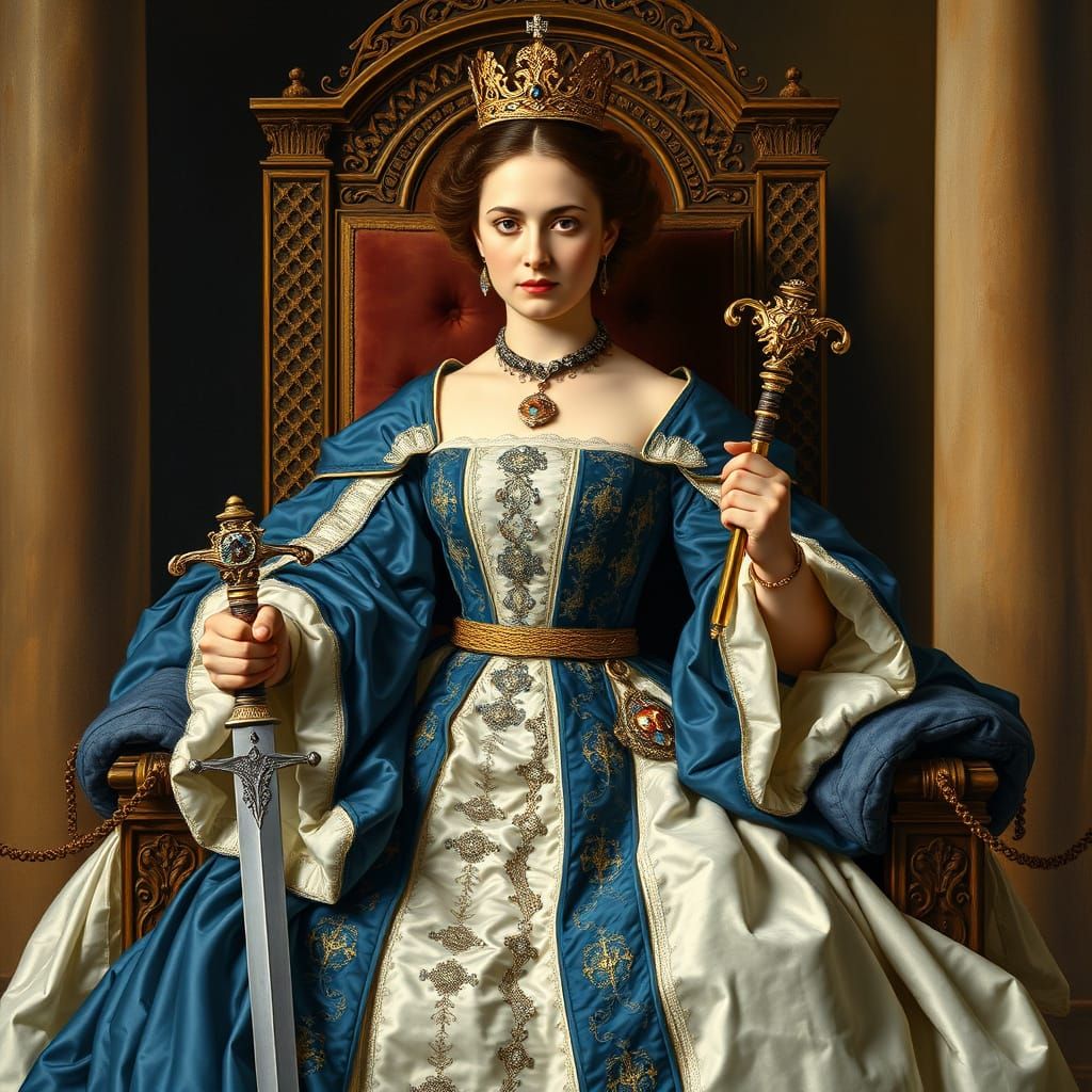 Empress on Throne in Renaissance Portrait Style