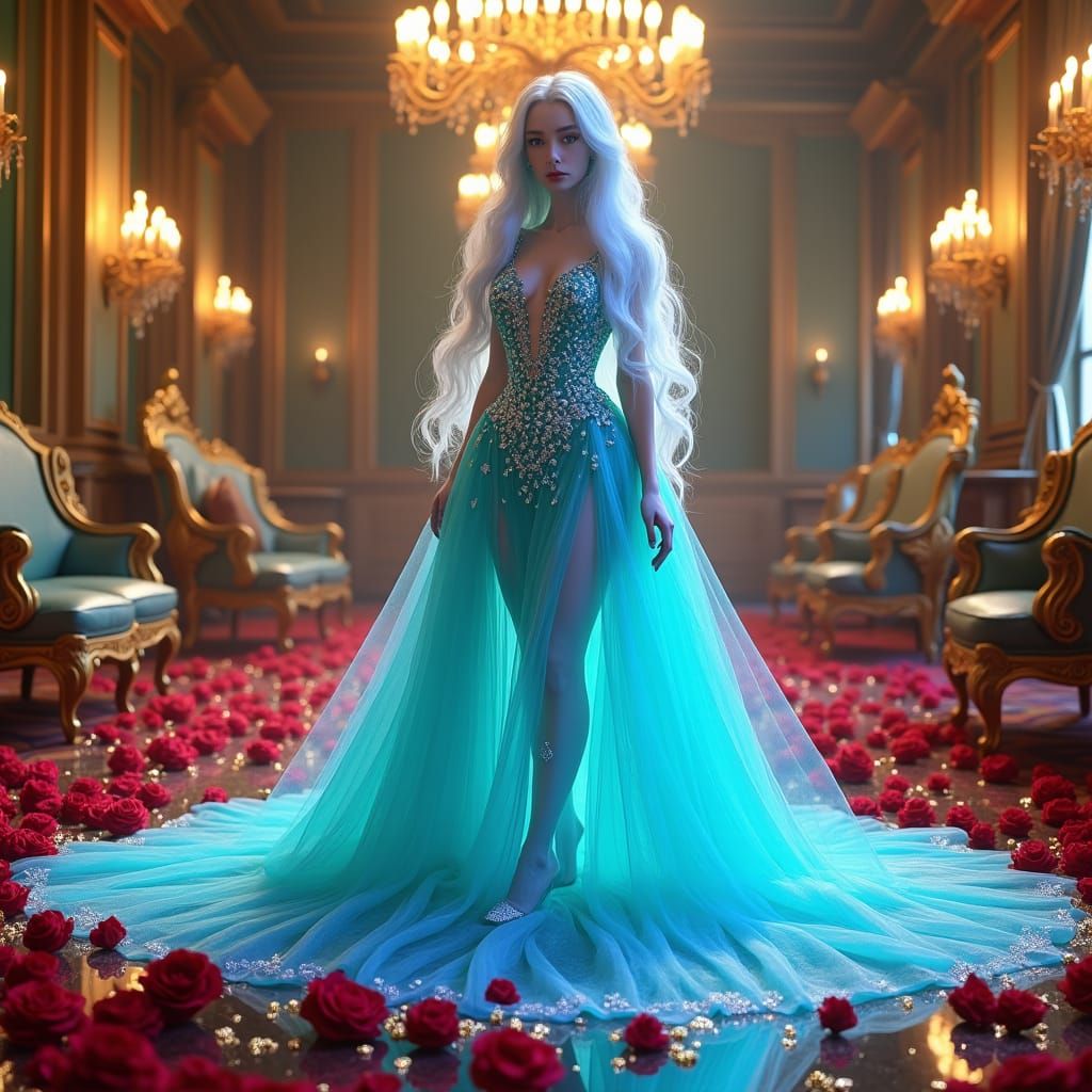 Verald in Opulent Ballroom, 3D Render