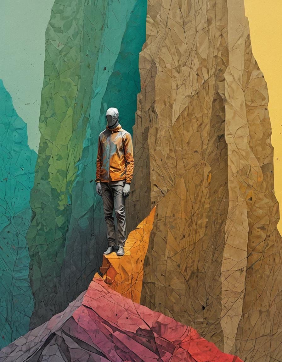 Surreal Figure Disappears into Abstract Background in Muted ...