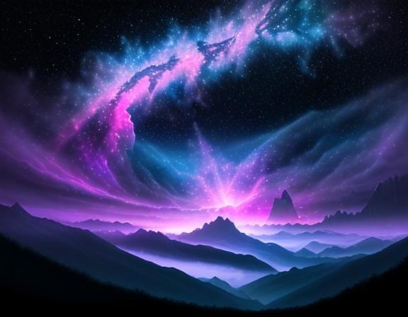 Magical Nebula Sky Landscape