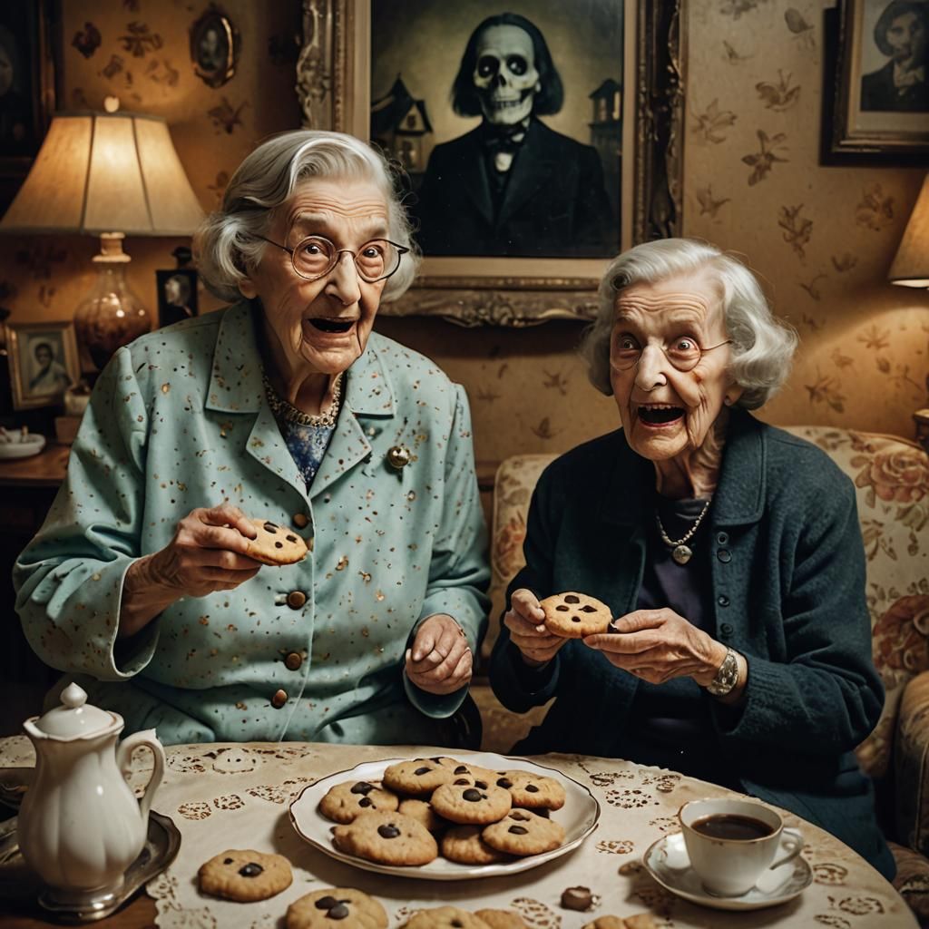 Whimsical Ghostly Encounter in Vintage Living Room
