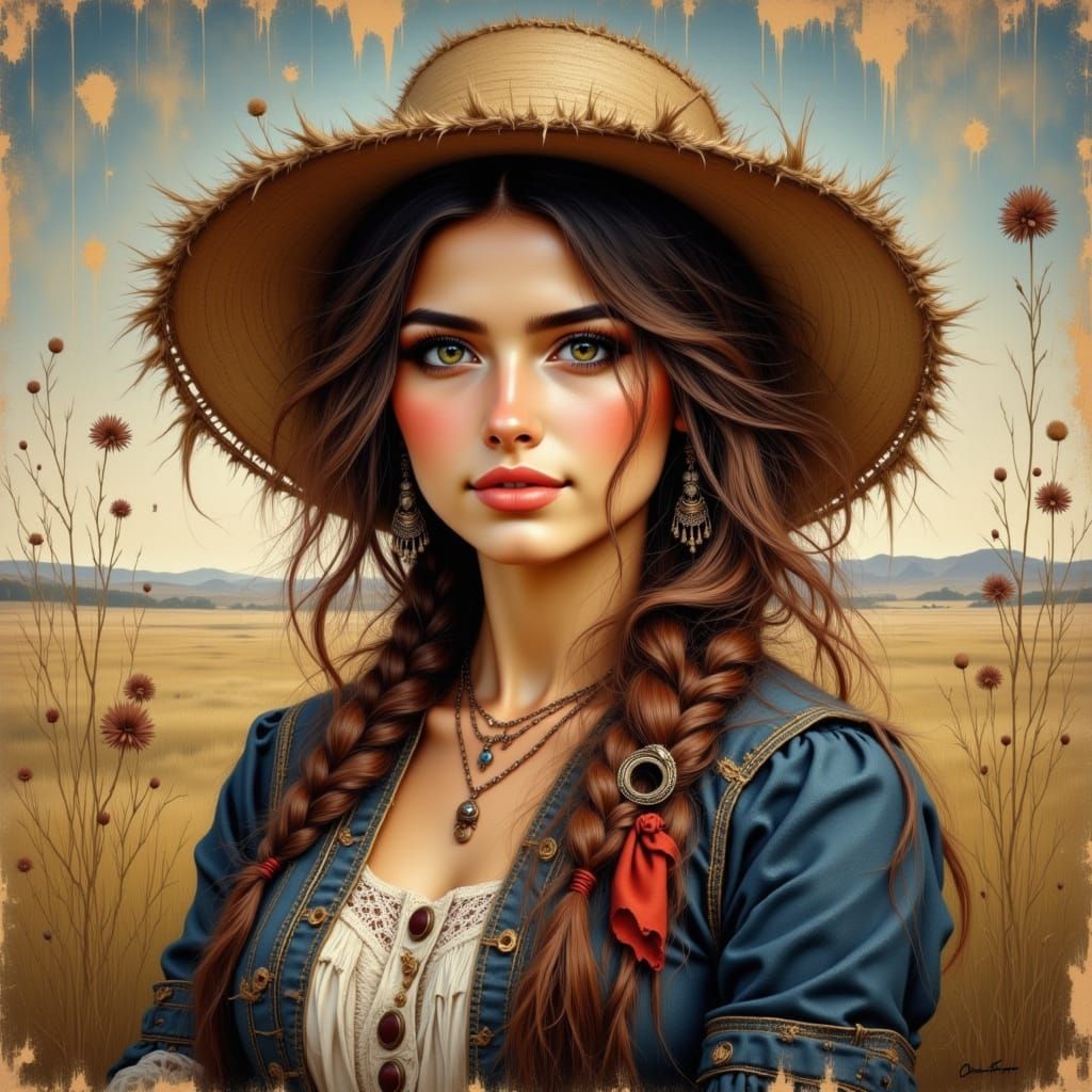 Pioneer Woman Portrait in 1850s Oregon Trail Style