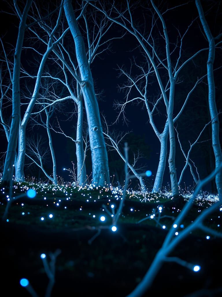 Fractal Forest Light Painting with Fireflies