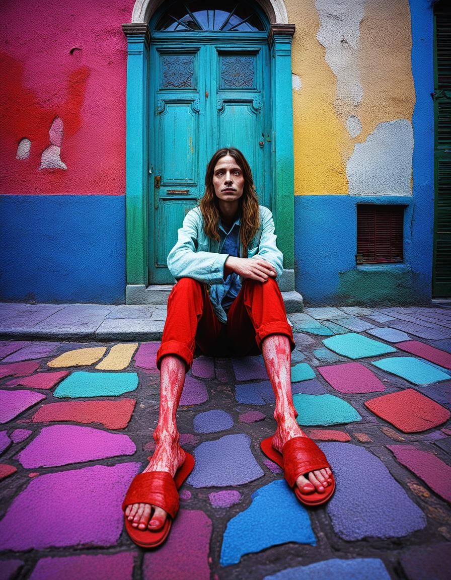 Abstract Street Art in Retro Thermal Imaging Style