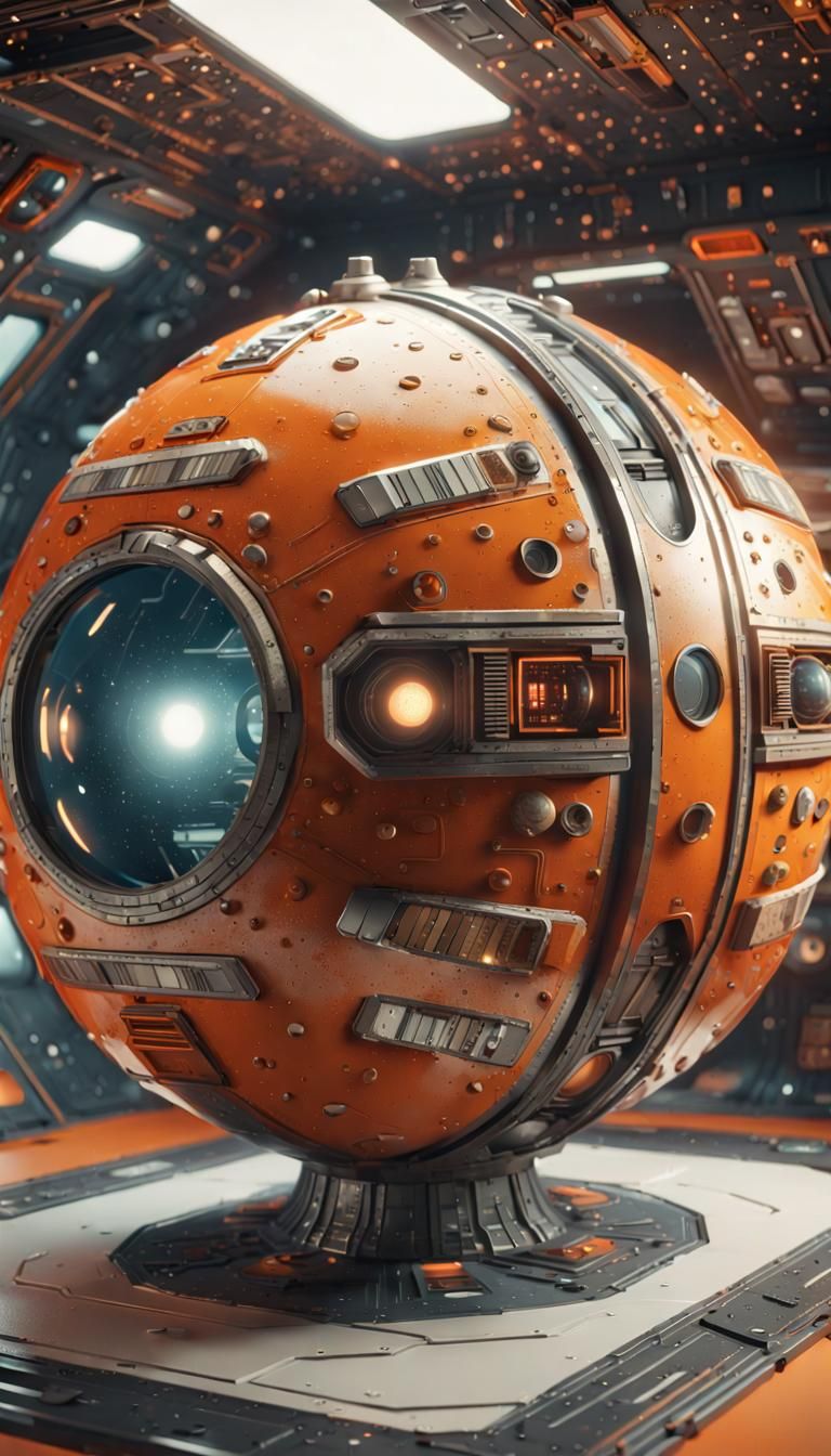 Seventies Style Spaceship in Retro-Futuristic Diorama