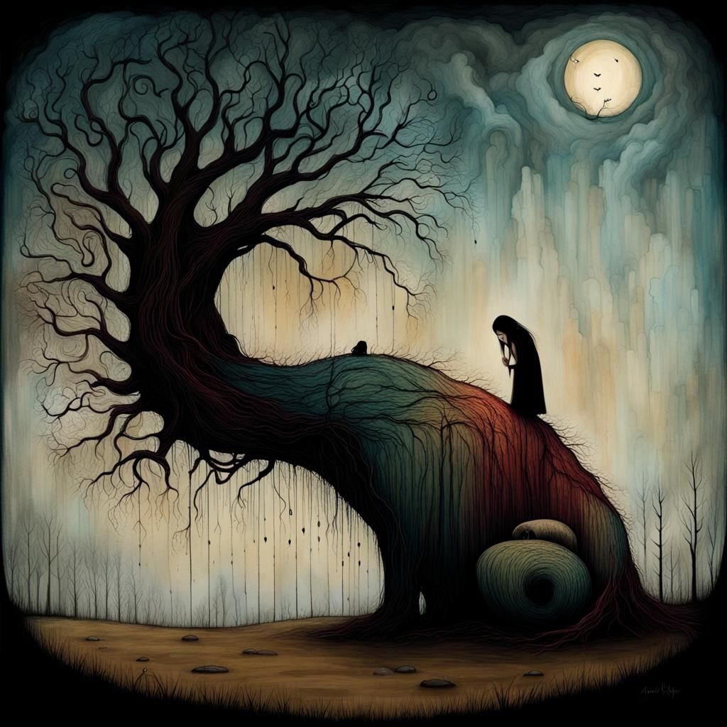 Surreal Scene of Despair and Sorrow