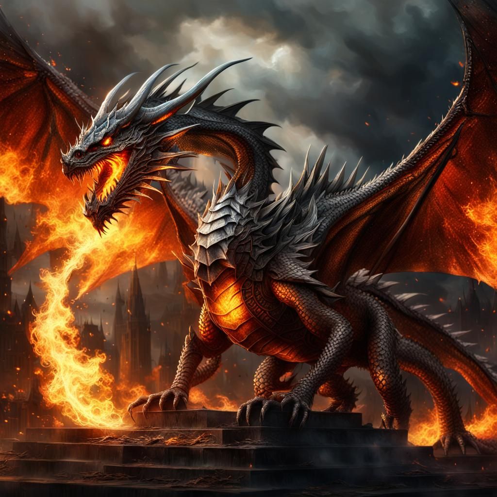 Spectacular Metal Dragon Breathing Fire