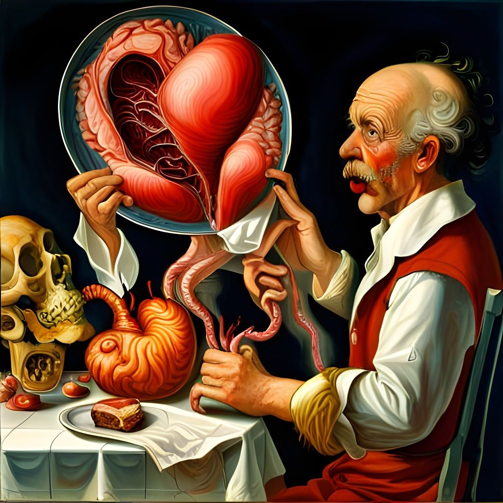 Grotesque Painting of a Heart Attack on a Plate