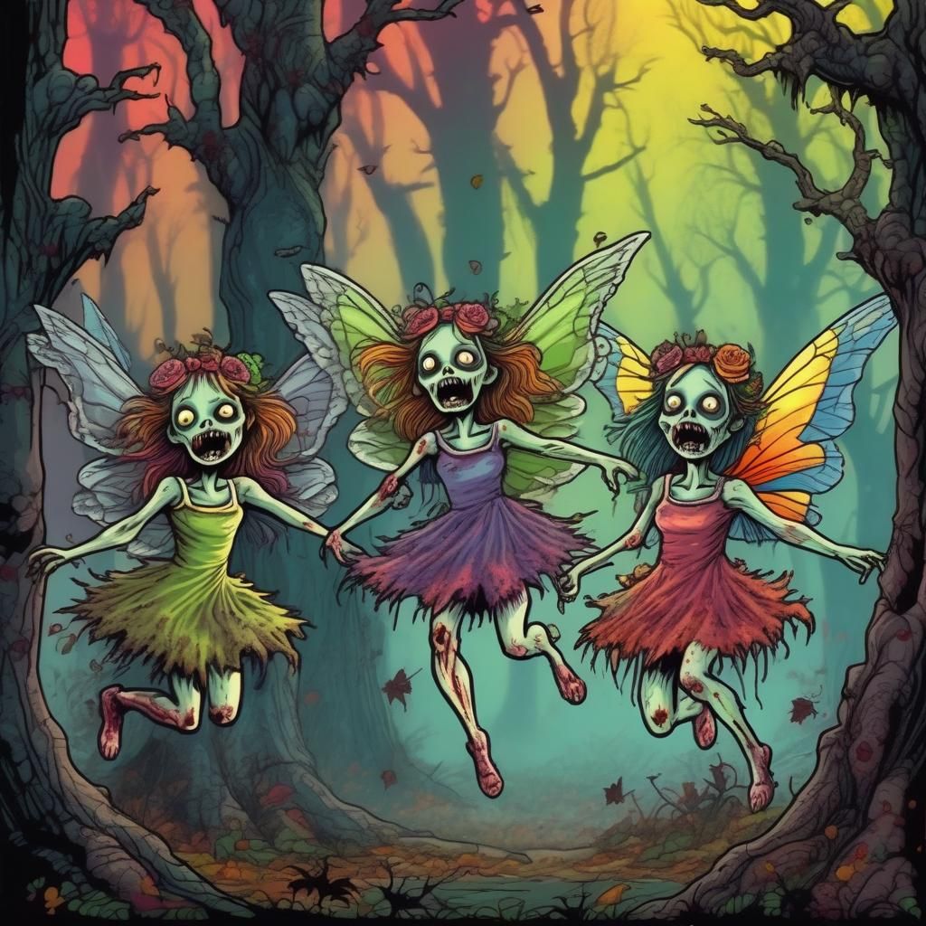 Zombie Fairies Dance in Haunted Forest