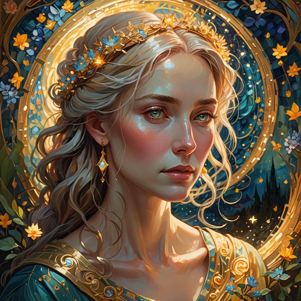 Ethereal Portal Portrait in Van Gogh Style