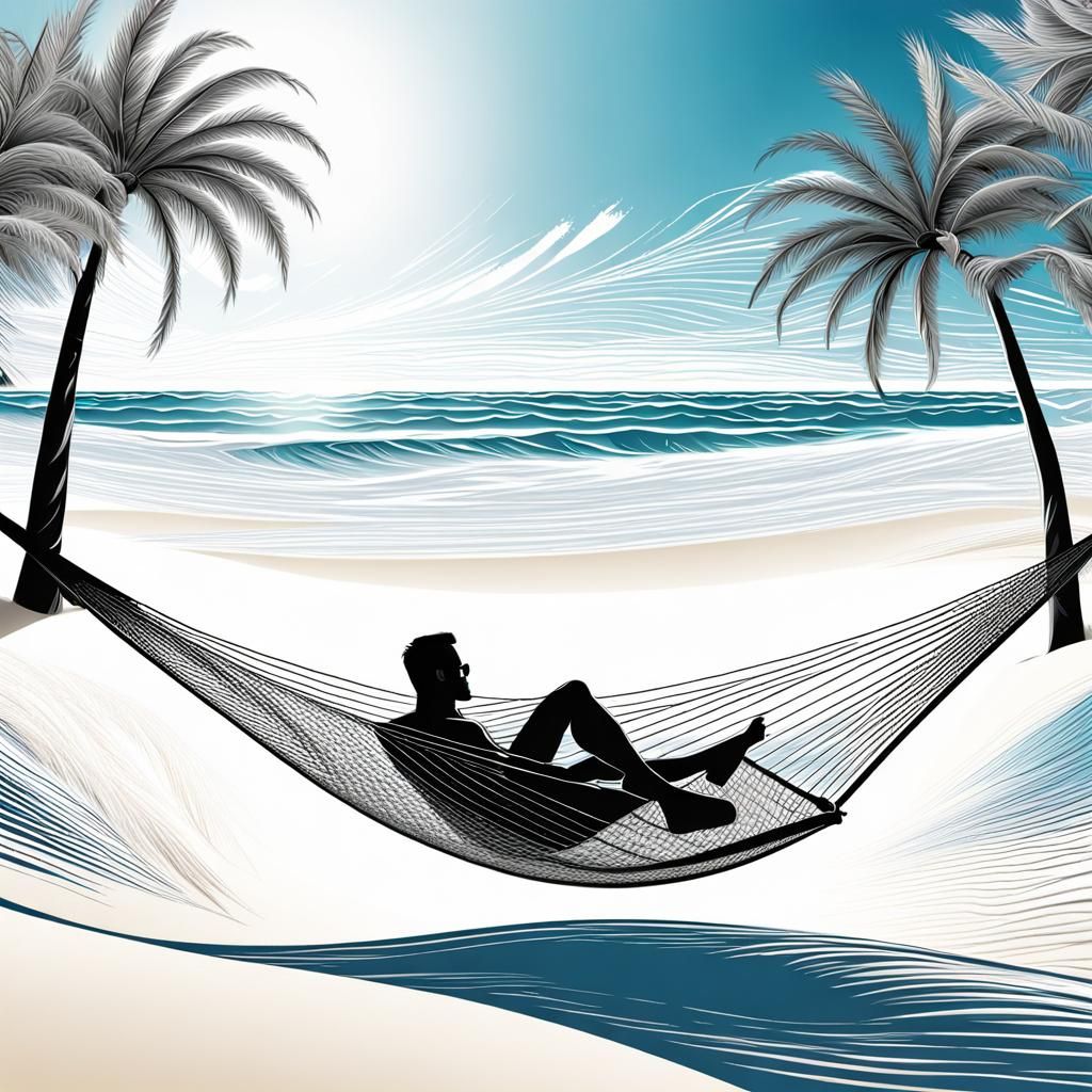 Peaceful Beach Scene with Hammock and Palms