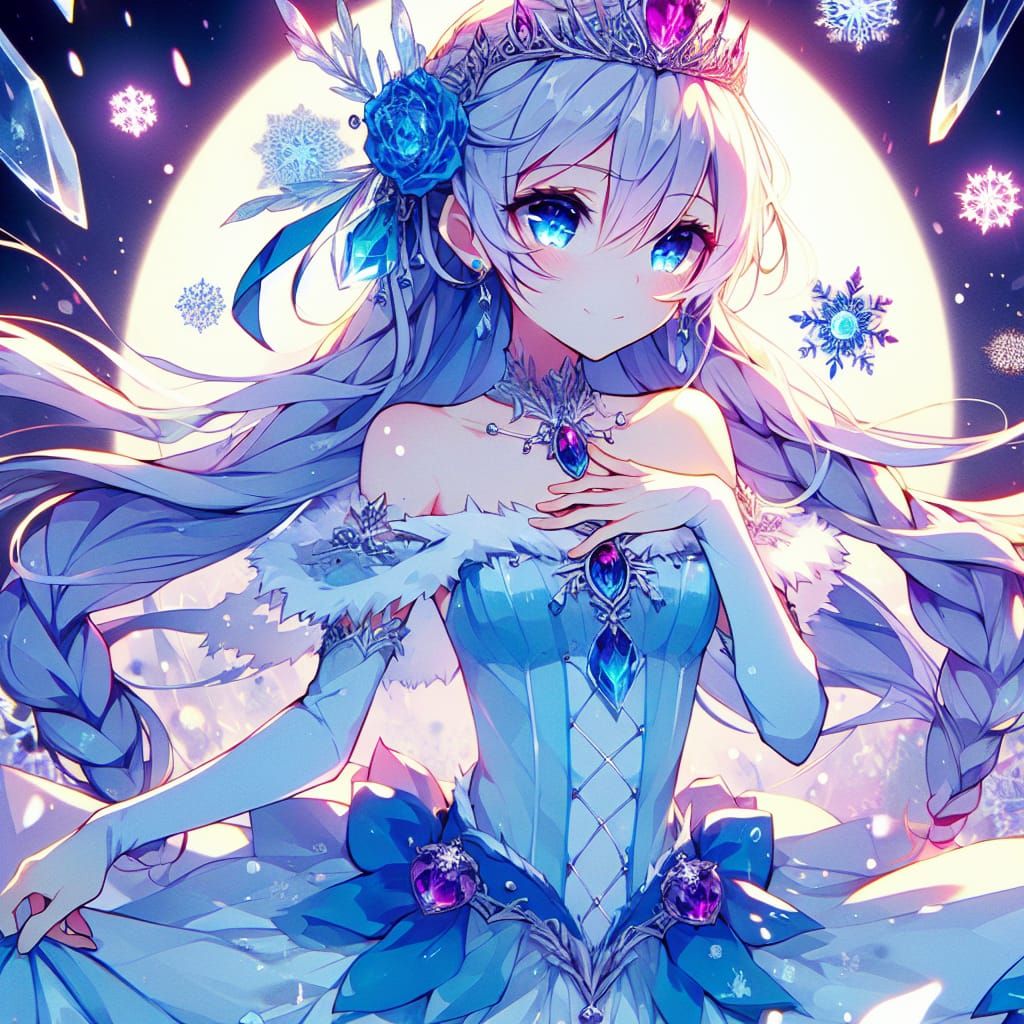 Anime Ice Princess Wallpaper in Manga Style