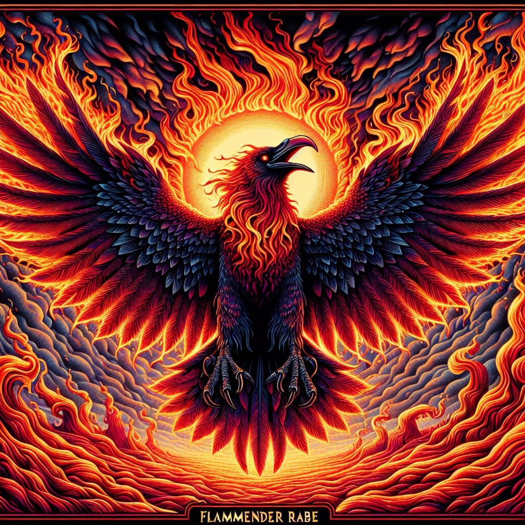 Mystical Flammender Rabe, Enveloped in Intense Inferno