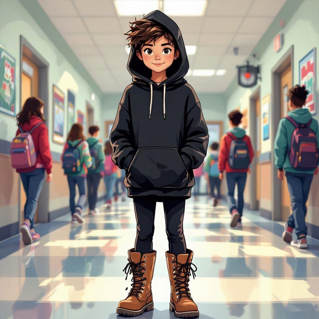 Boy in Boots: Vibrant Illustration in Loish Style