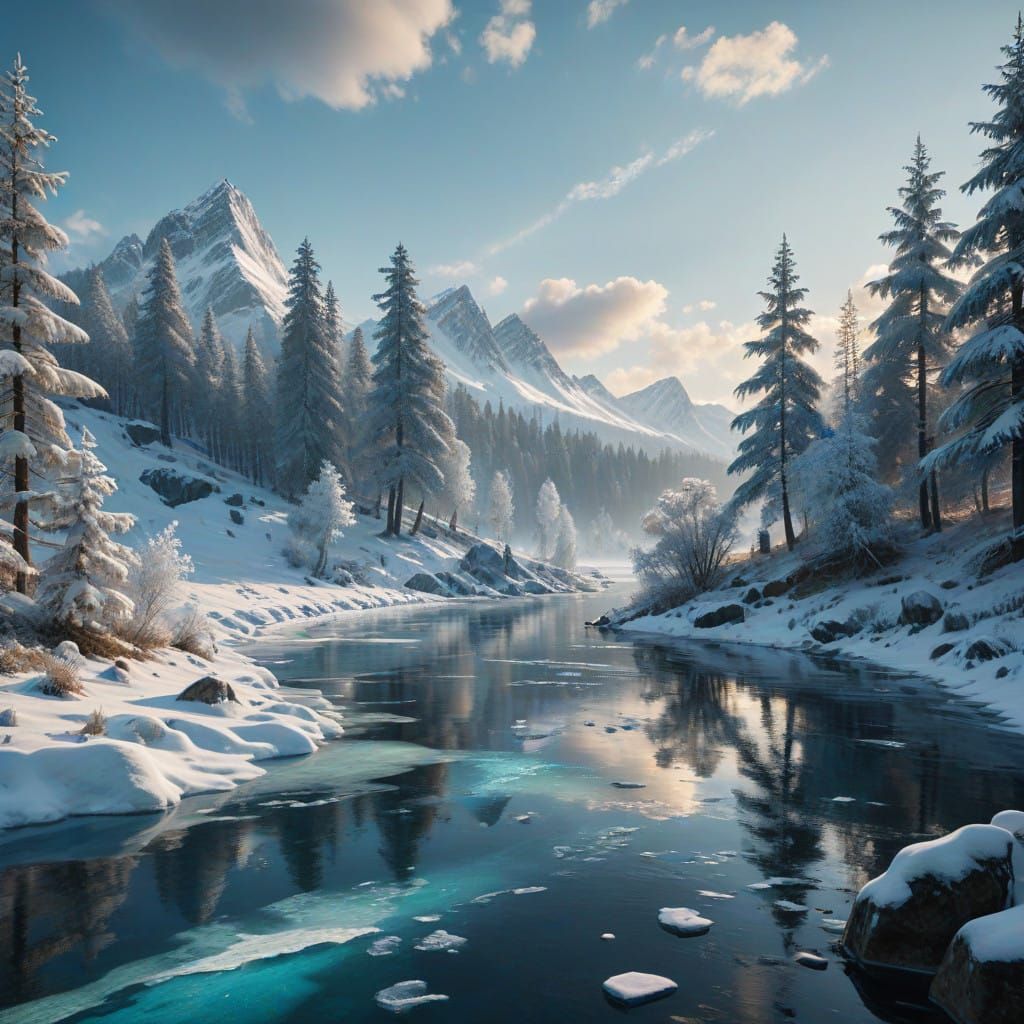 Ethereal Waterscape in Soft, Abstract Artistic Style