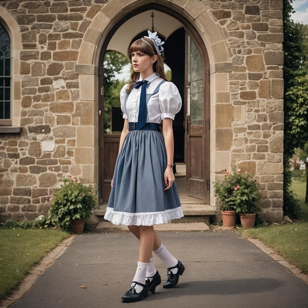 Young Man in Sunday Dress at Country Church