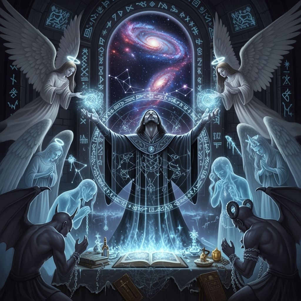 Magician in Trance Rules Universe with Subordinate Spirits